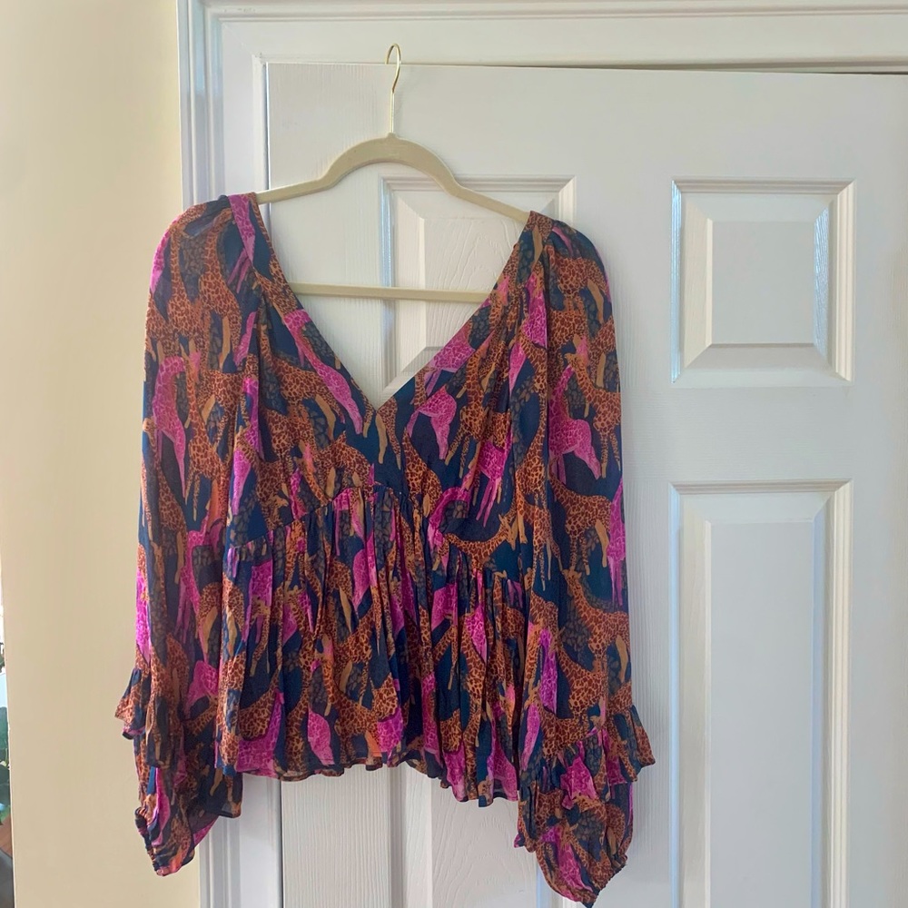 Anthropologie animal print top